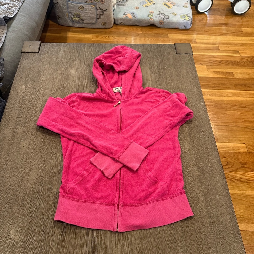Terry cloth Pink Zip-Up Hoodie juicy couture Y2K vintage